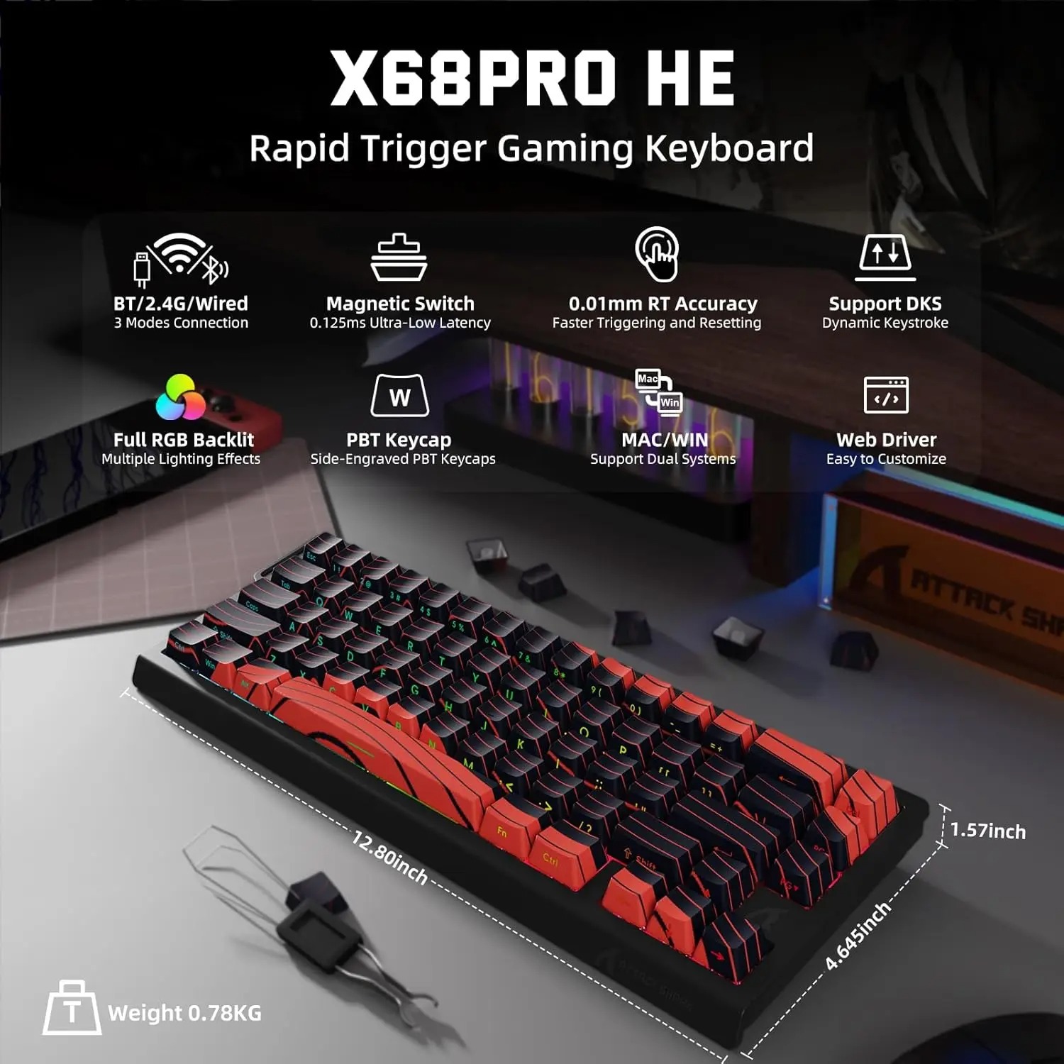 Gaming Keyboard Brand - ATTACK SHARK X68 PRO HE Wireless