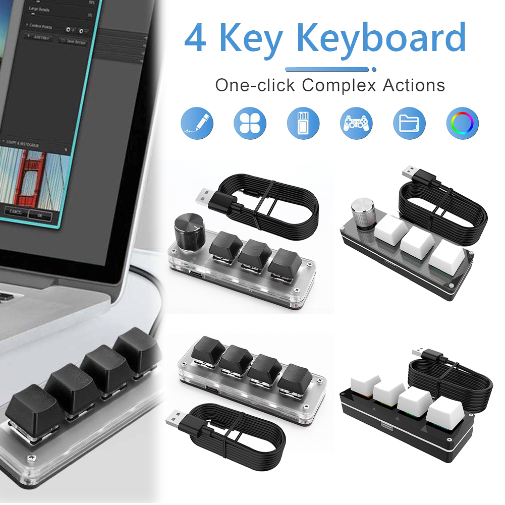 Gaming Keyboard 1 Hand - 3 Key 1 Knob/4 Key One