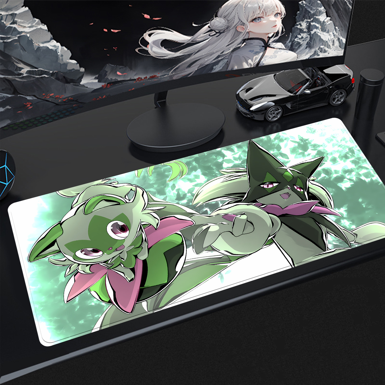 Gaming Keyboard Nearby - Kawaii Pokemon Meowscarada Gaming Desk Mouse