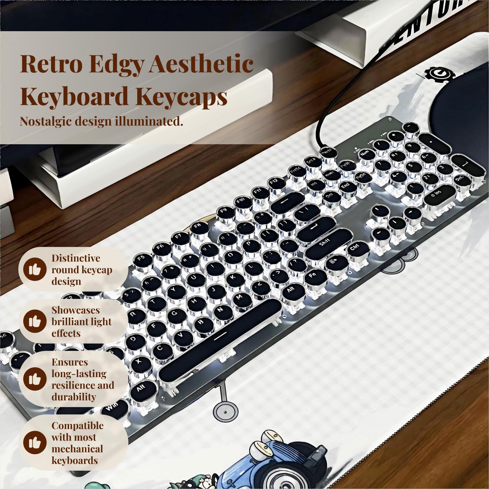Gaming Keyboard Typewriter - Round Keys PBT with Translucent Layer