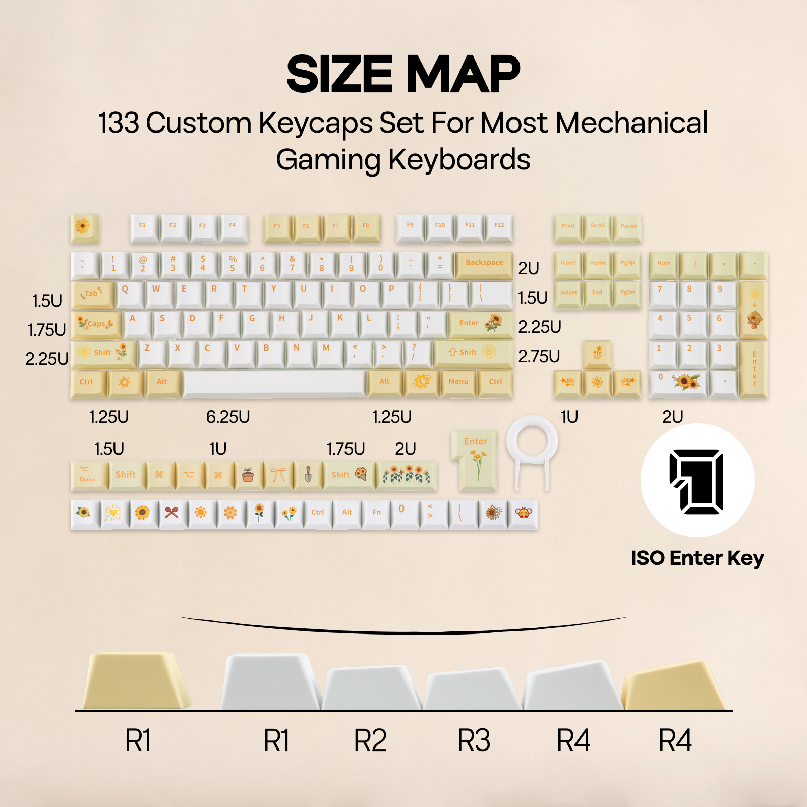 EPOMAKER Sunflower Keycaps Set - Gaming Keyboard Typewriter review and price