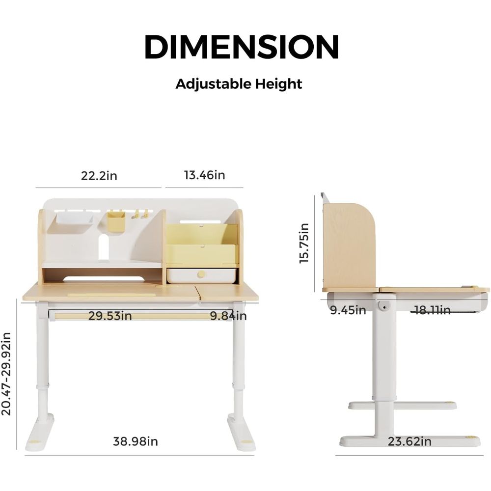 Adjustable Wooden Kids Desk wi - Wrist Rest Wood review and price