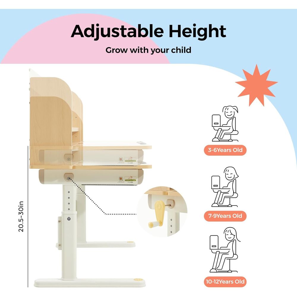 Adjustable Wooden Kids Desk wi - Wrist Rest Wood review and price