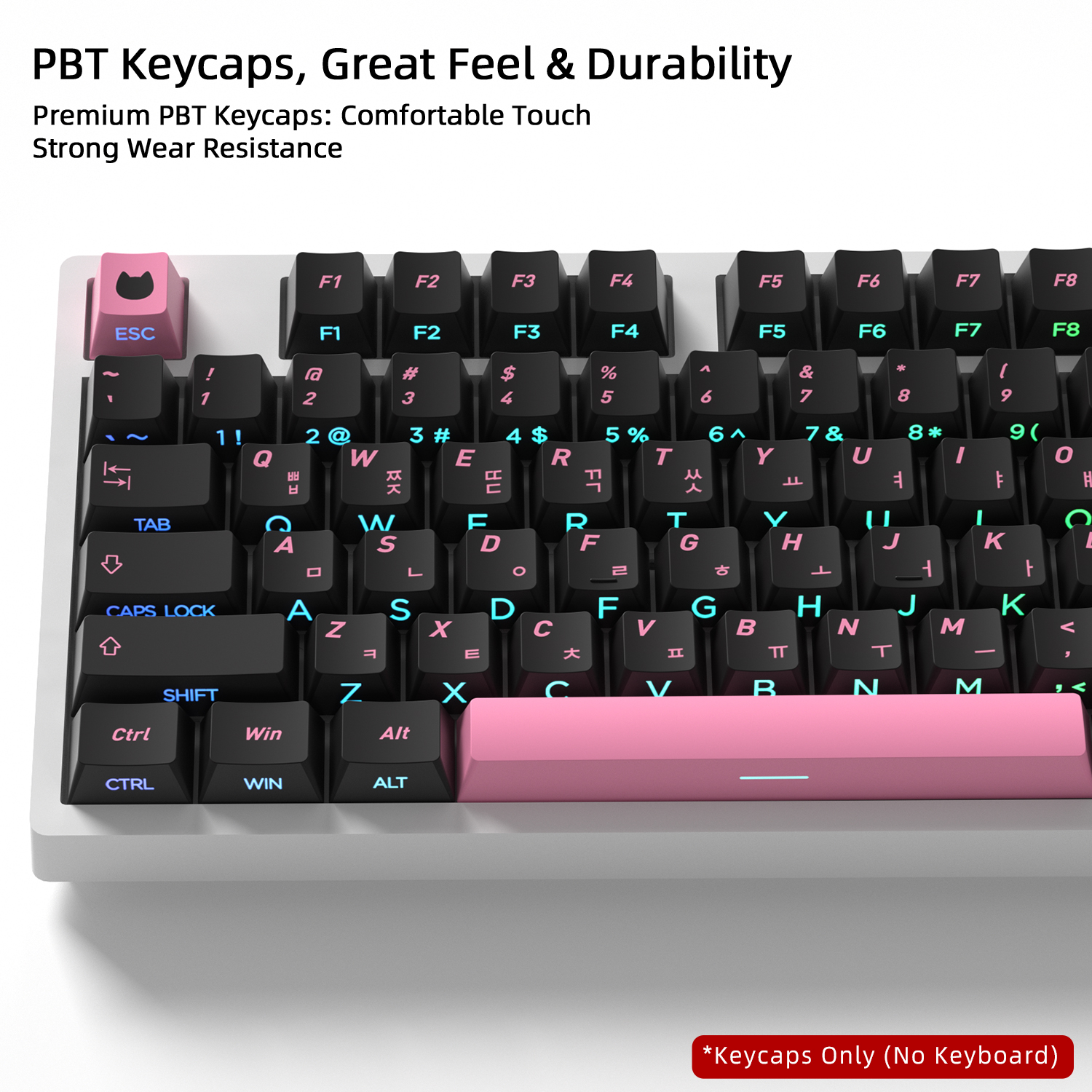 Black Pink Cat Korean Keycaps  - Gaming Keyboard Typewriter review and price