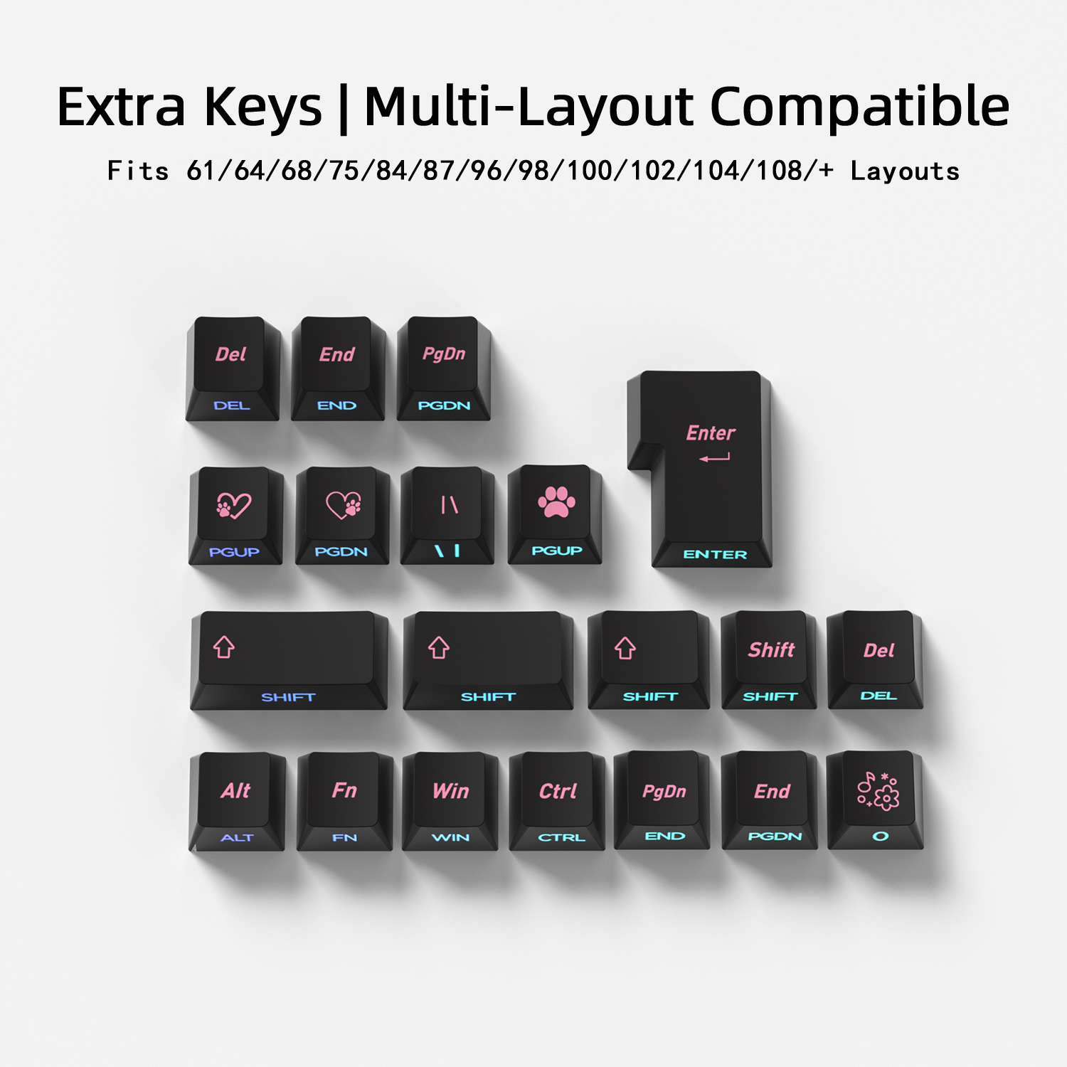 Black Pink Cat Korean Keycaps  - Gaming Keyboard Typewriter review and price