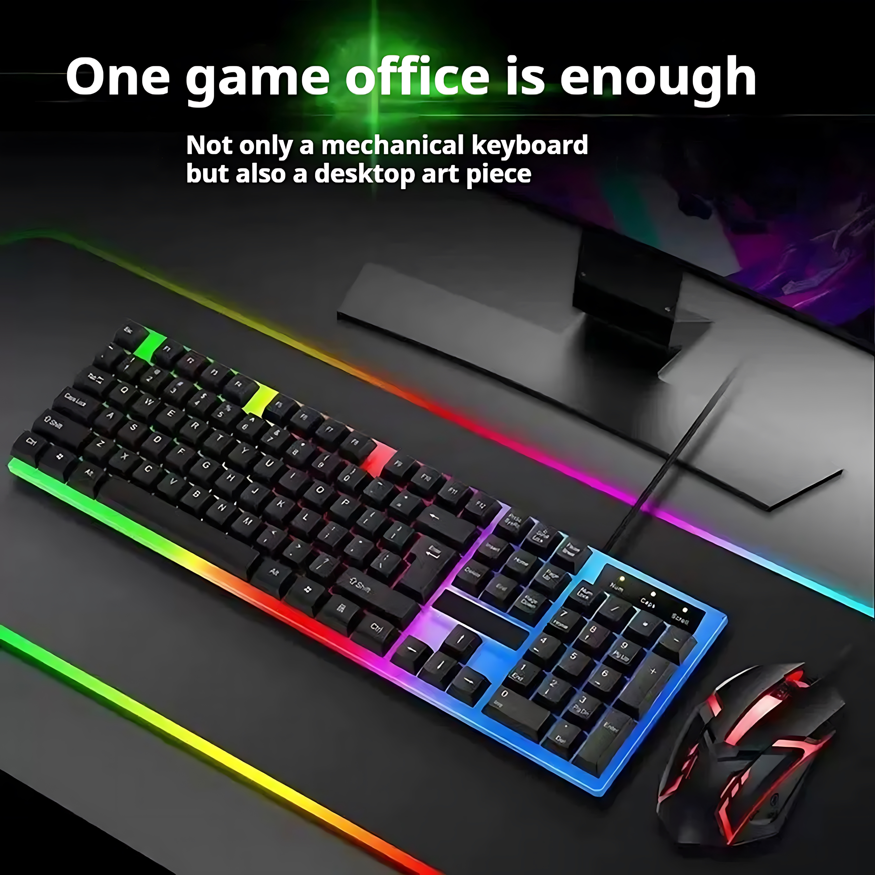 Rainbow Backlit Wired Keyboard - Gaming Keyboard Bundle review and price