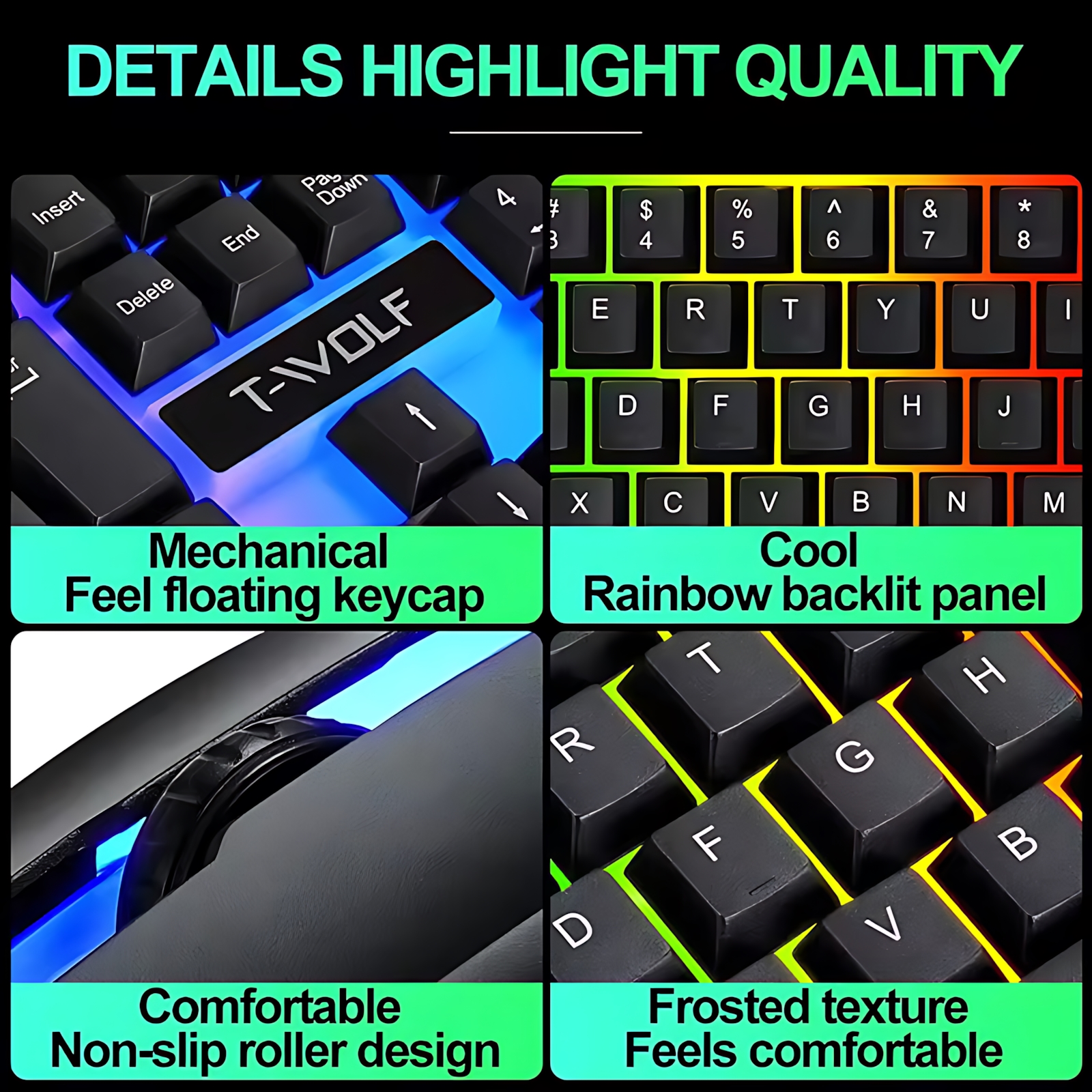 Rainbow Backlit Wired Keyboard - Gaming Keyboard Bundle review and price