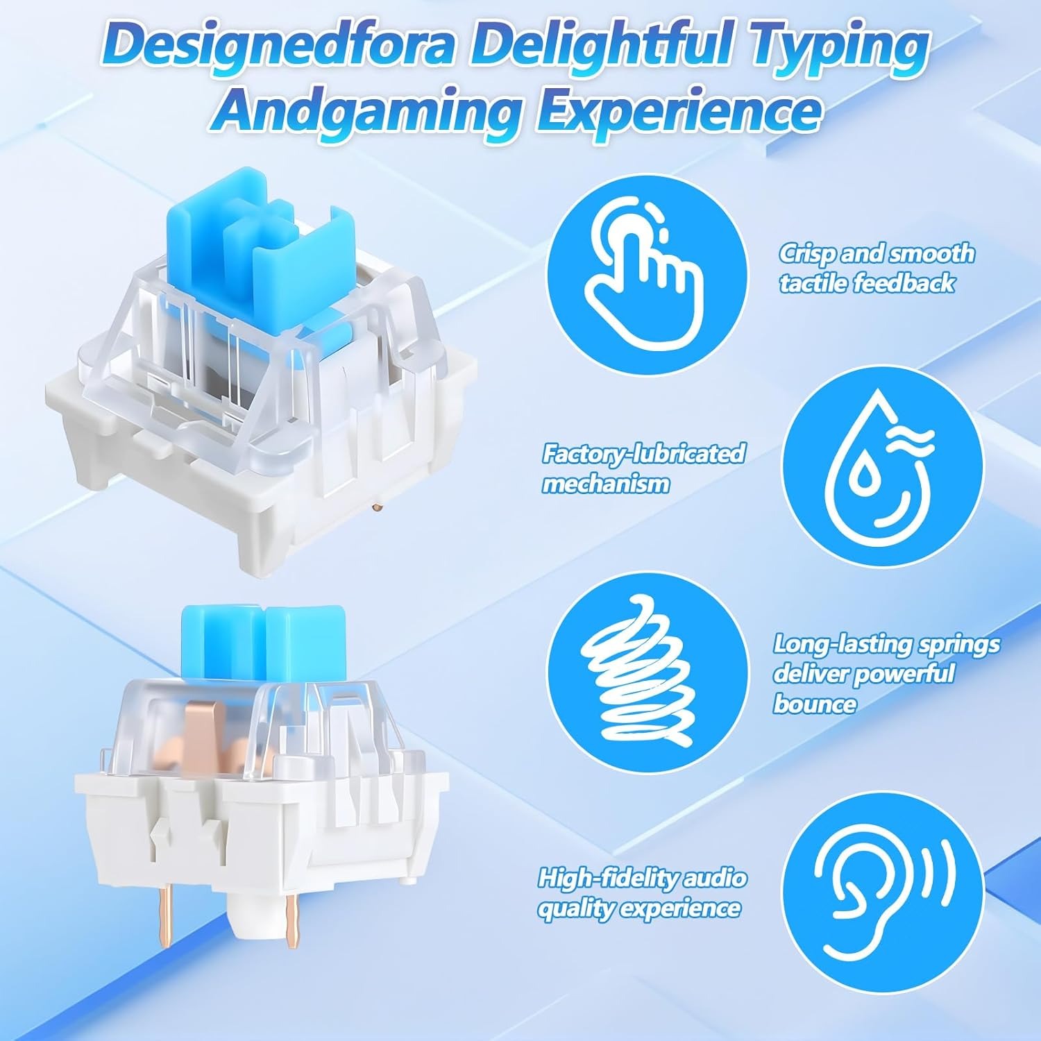 100 Practical Blue Switches, H - Gaming Keyboard Hot Swappable review and price