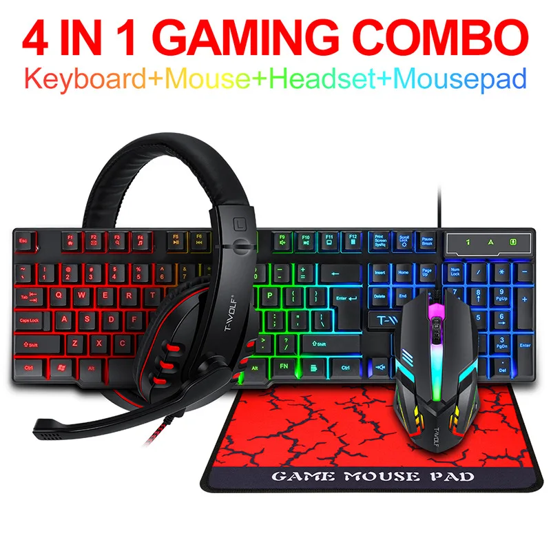 T-WOLF Game Four Piece TF800 I - Gaming Keyboard And Mouse Combo review and price