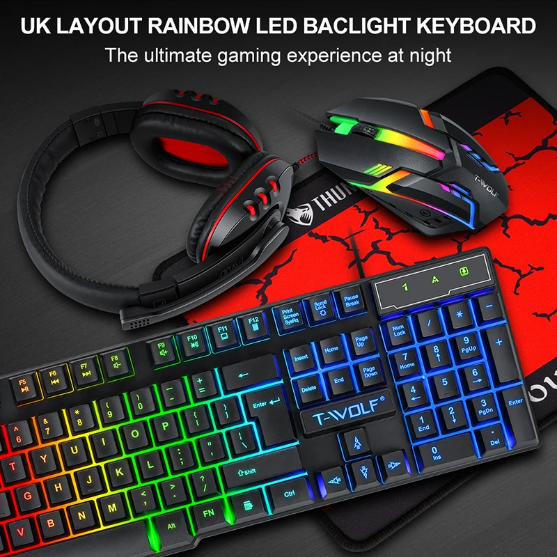 T-WOLF Game Four Piece TF800 I - Gaming Keyboard And Mouse Combo review and price