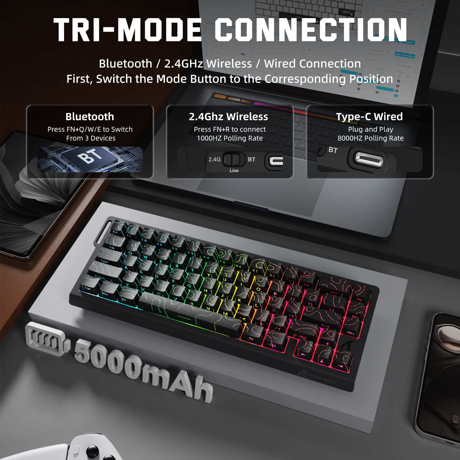 ATTACK SHARK X68PRO HE Wireles - Gaming Keyboard Brand review and price