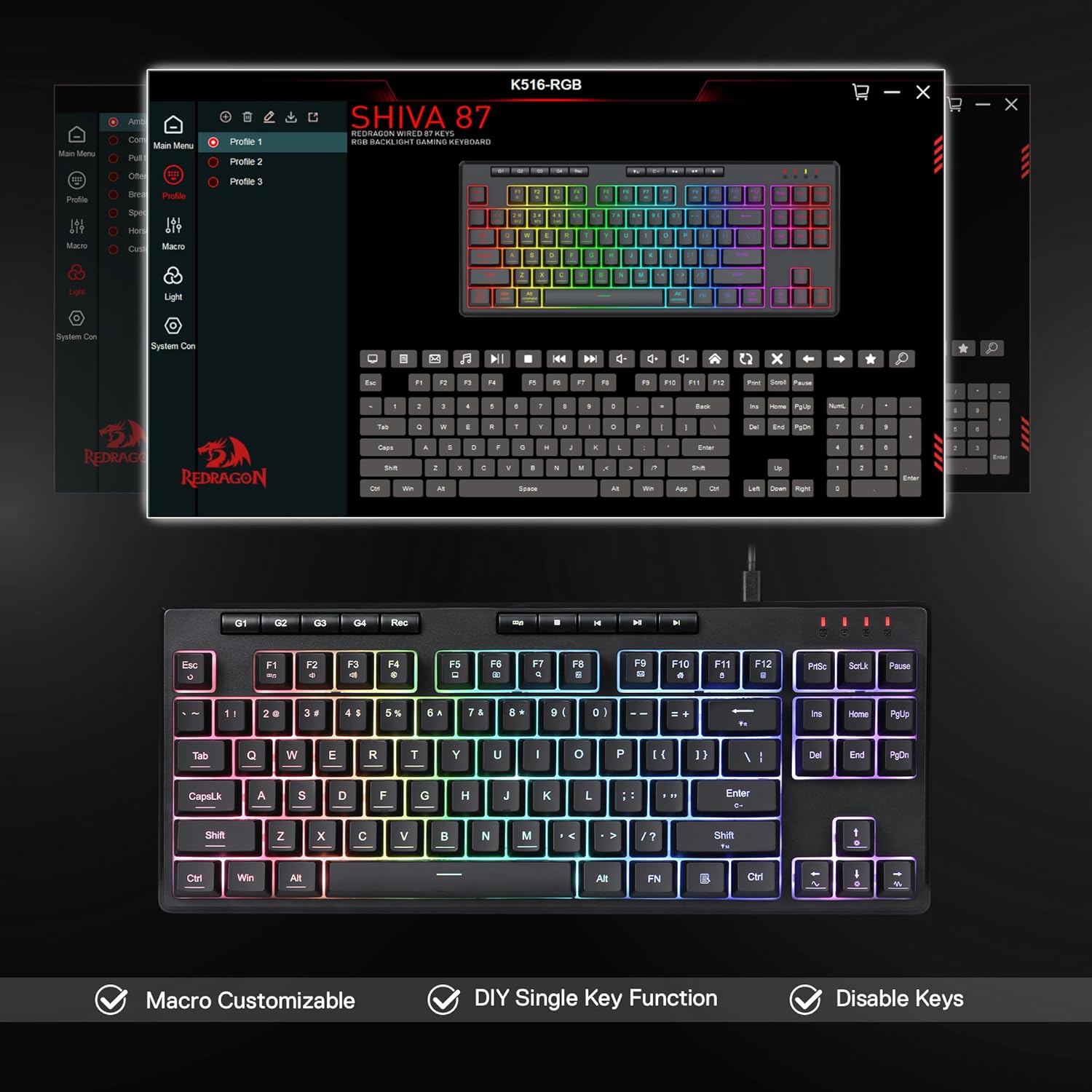Redragon K516 Shiva TKL Wired  - Gaming Keyboard Brand review and price