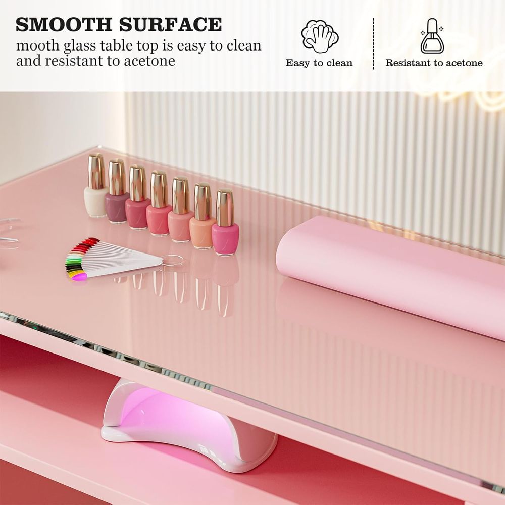 Dual Manicure Station with Gla - Wrist Rest Wood review and price