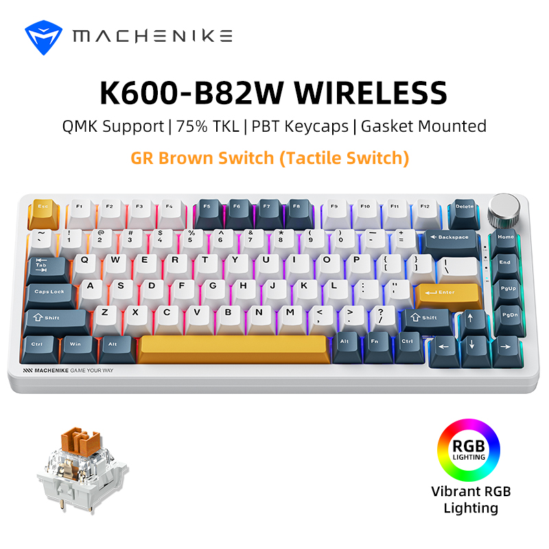 Machenike K600-B82W Mechanical - Gaming Keyboard Typewriter review and price