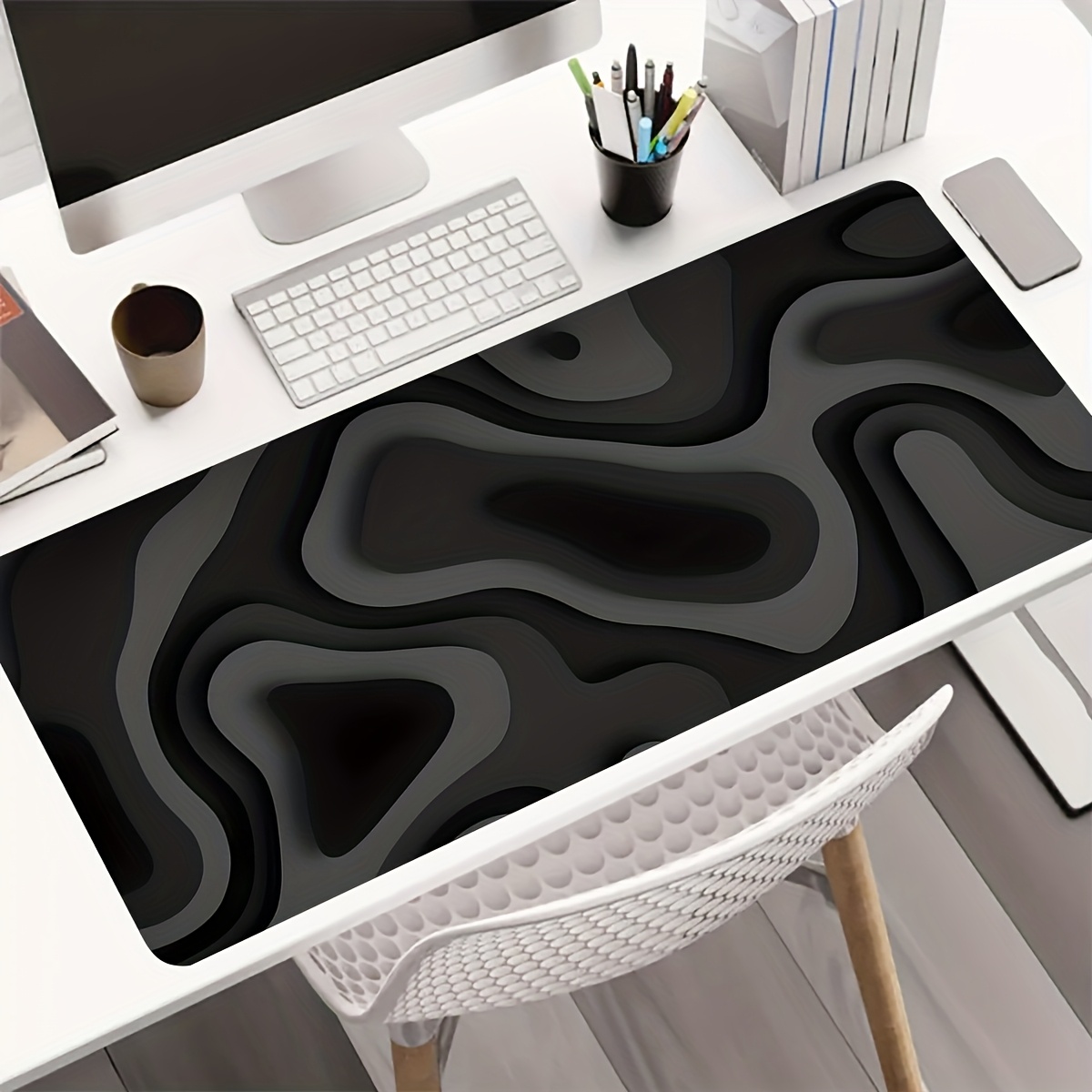Black Gray Swirl Design large  - Gaming Keyboard Brand review and price