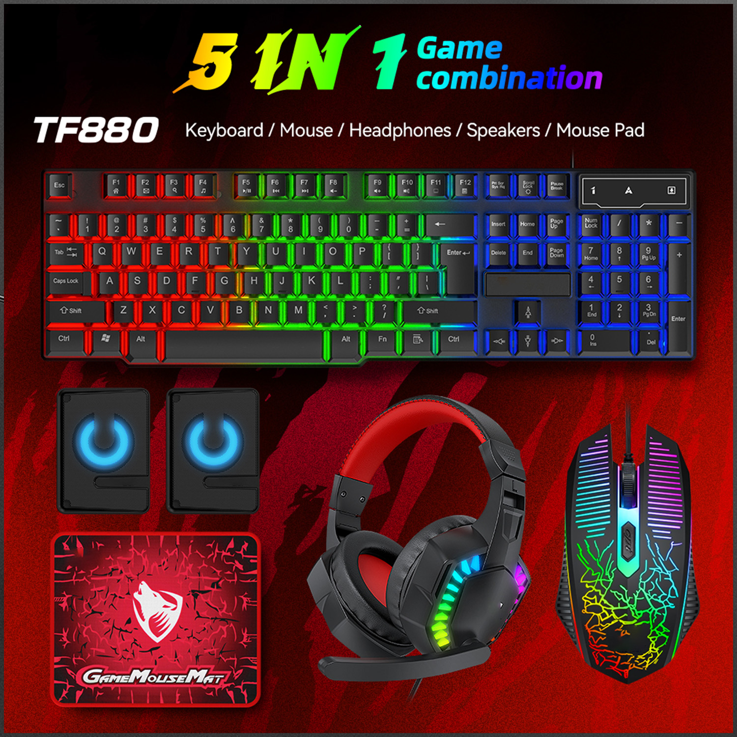 5-in-1 Set Gaming Combo Keyboa - Gaming Keyboard Bundle review and price